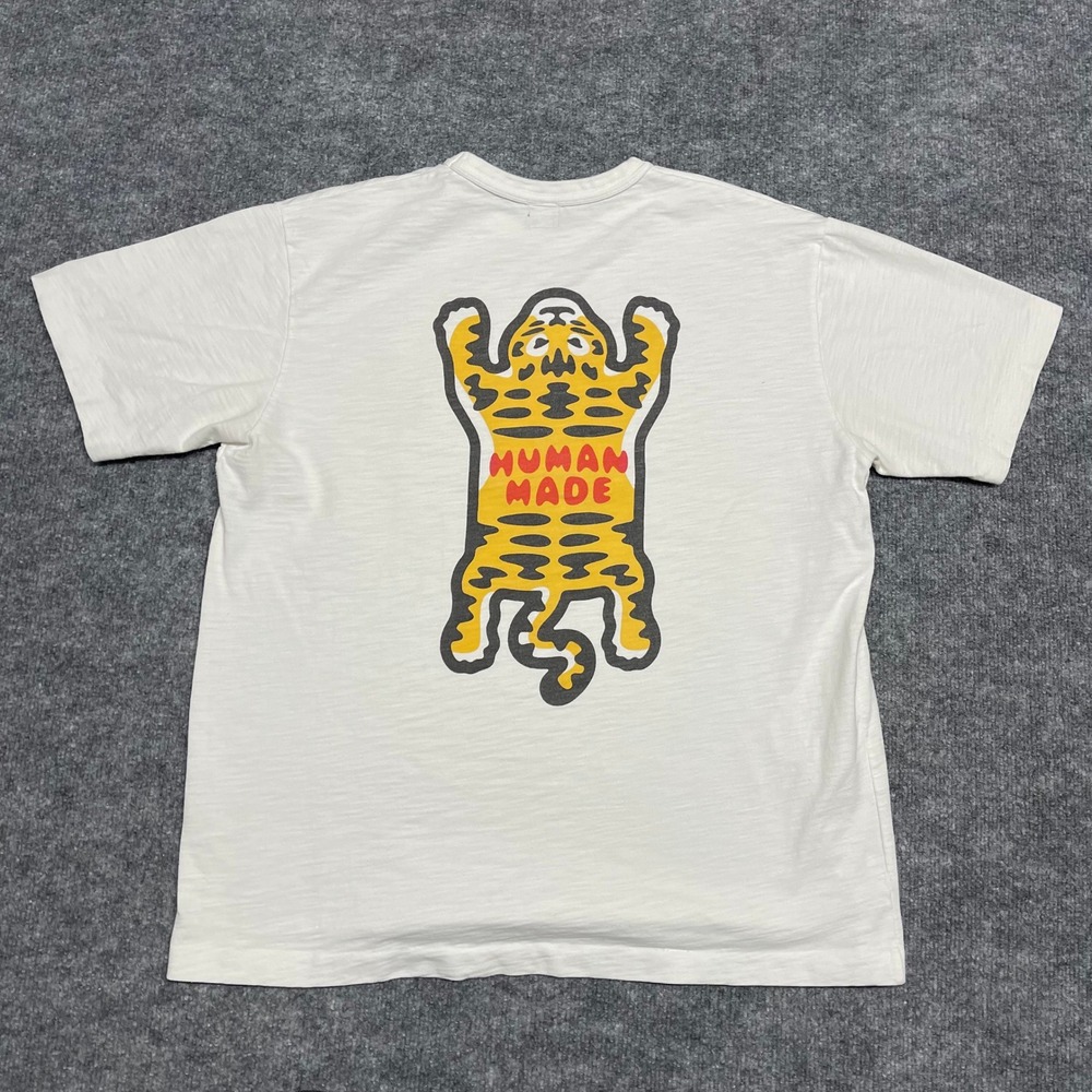 Human Made Shirt Mens Large White Tiger Short Sleeve Tee Single Stitch Japan